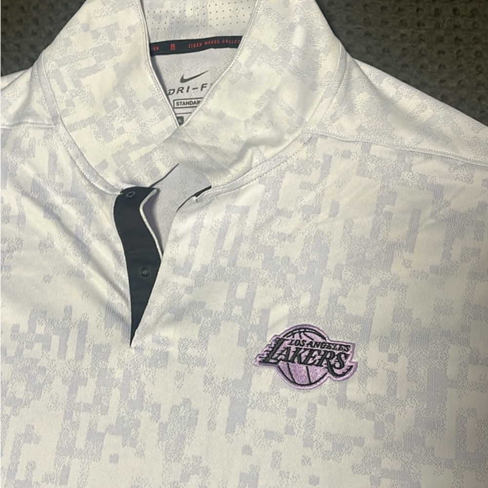 LA LAKERS DRI FIT Nike White and Purple Polo Shirt